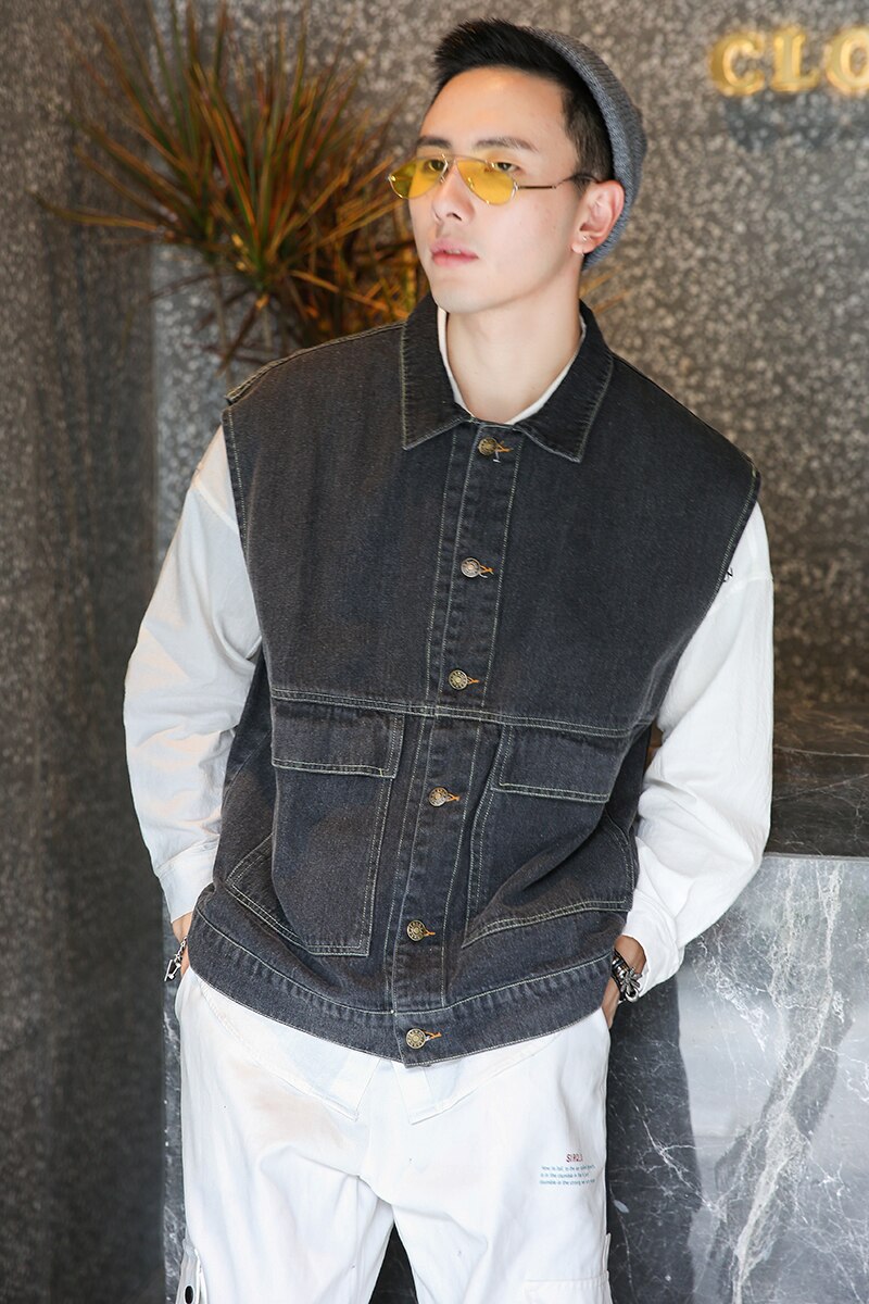Veste en jean sans manches pour homme, gilet en Denim, Cowboy, manteaux décontractés, 2022
