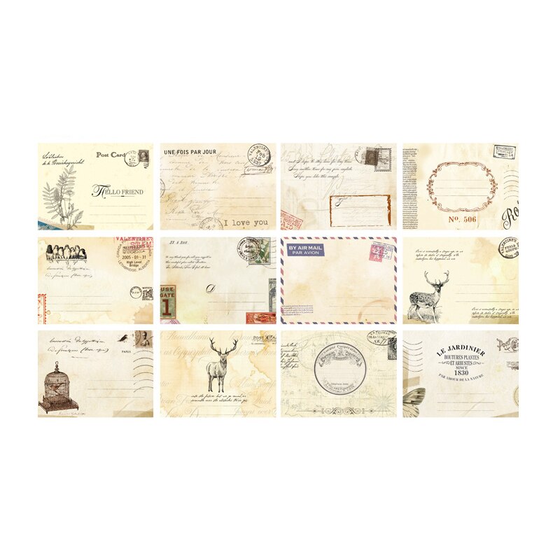 12 stuks/pak schattige vintage mini-papieren enveloppen met venster, envelop voor huwelijksuitnodigingen: Tijd veerboot
