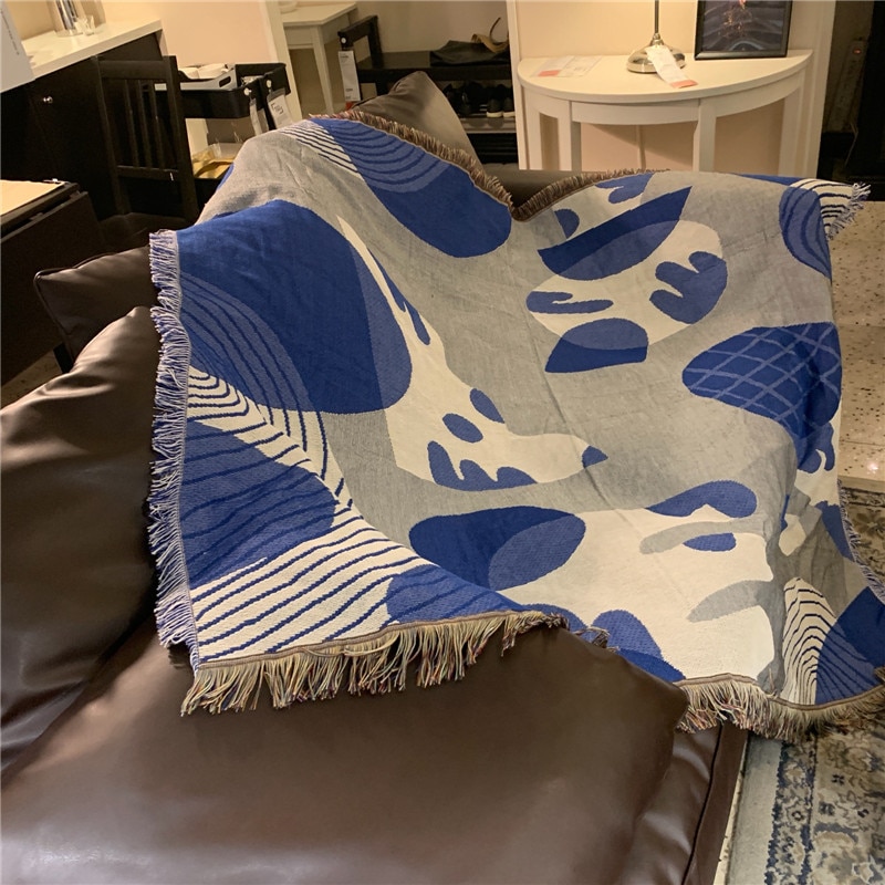 Geometrische Abstractie Gooi Deken Multifunctionele Sofa Covers Cobertor Kwastje Stofkap Airconditioning Dekens Voor Bed