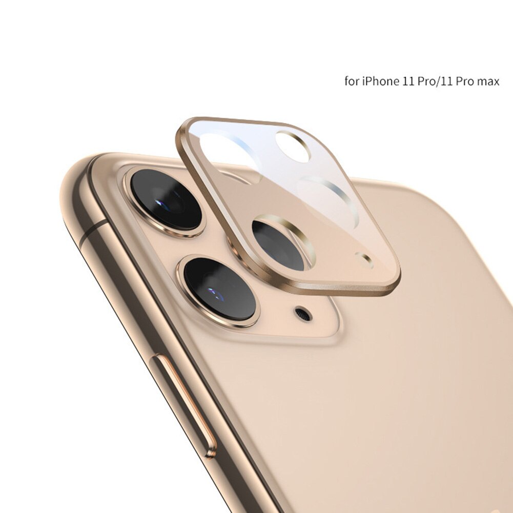 Metal + Tempered Glass Phone Rear Camera Lens Protector Protective Film Cover Case for iPhone 11 Pro Max: Golden 2