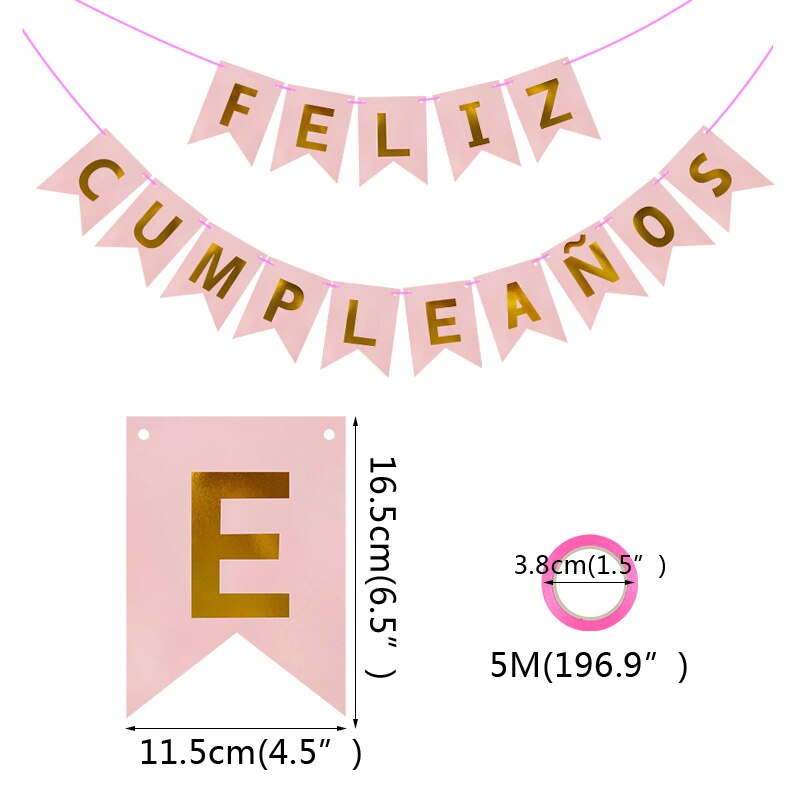 Guirlande de banderoles en papier, banderole espagnole joyeux anniversaire, drapeaux suspendus pour fête d'anniversaire, fournitures de décoration pour fête prénatale, 1 ensemble