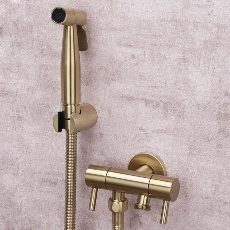 Toilet bidet kranen borstel goud messing enkele koude badkamer douche blaasgevoede spuitpistool sproeier bidet kranen badkamer hardware kranen
