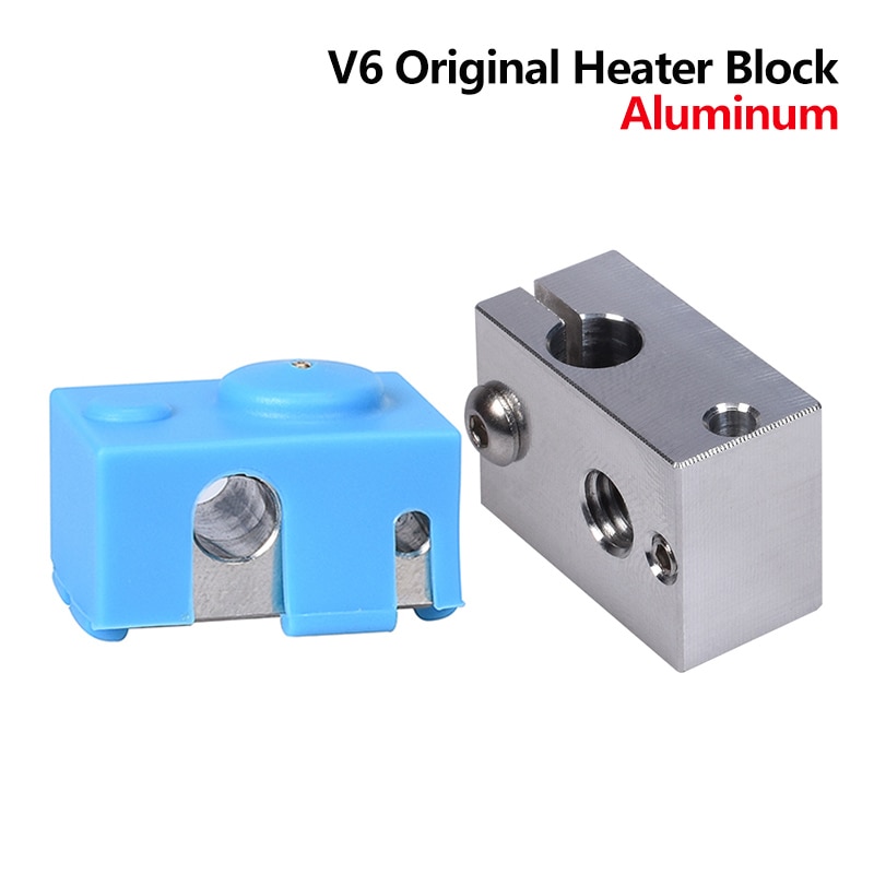 V6 Heater Blok Aluminium Siliconen Sokken Voor E3D V6 J-Head Hotend PT100 3D Printer Onderdelen V6 nozzle Warmte Blok Titan