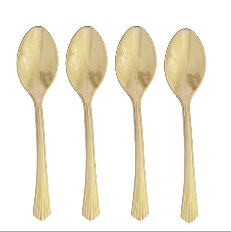 Roze Feestartikelen Set Stippen Papieren Borden Wegwerp Servies Set Servetten Cups Vork Messen Lepel Verjaardag Bruiloft Baby Shower: spoon 10pieces