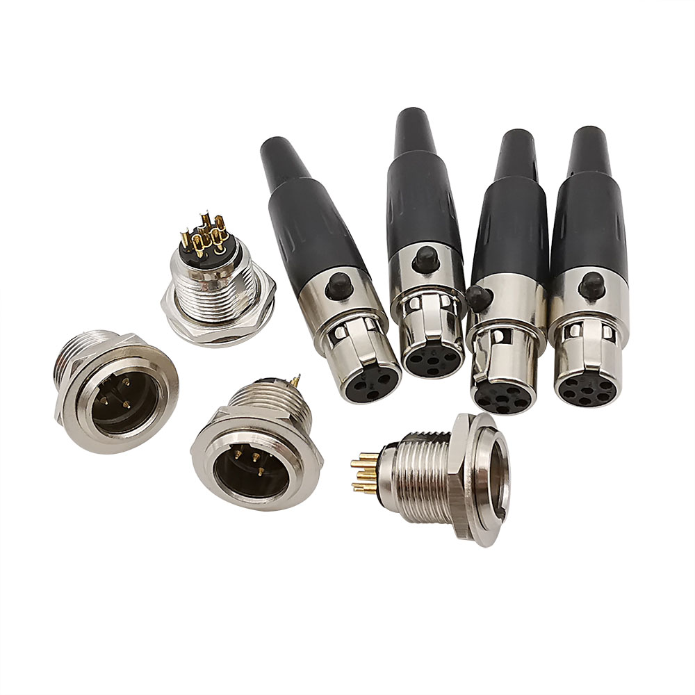 Mini XLR 3 pines 4 pines 5 pines 6 pines enchufe hembra macho micrófono conector de Audio Cable adaptador de micrófono de soldadura