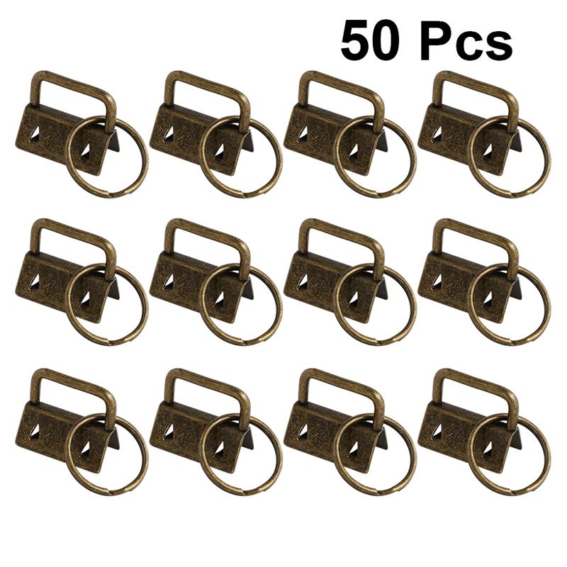 50Pcs DIY Fabric Hardware Key Chain Fob Wristlet Hardware with Key Ring for Lanyard Luggage Strap Accessories（25mm, Silver): Picture 1