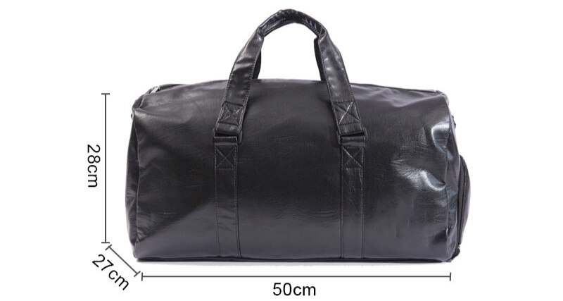 Men Travel Bag Large Duffle Independent Shoes Storage Big Fitness PU Leather Women Handbag Bags Luggage Shoulder Bag: Black large