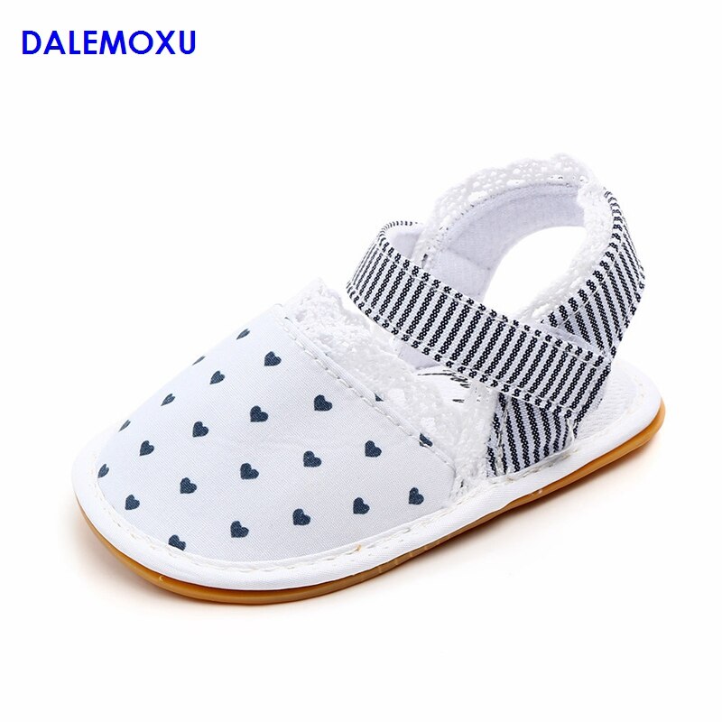 Babysko rød stribet bomuldssandal slip-on sko piger blonder afslappet sport baby sneakers skridsikre sommer vandresko til spædbørn: Blå kærlighed / 13-18 måneder