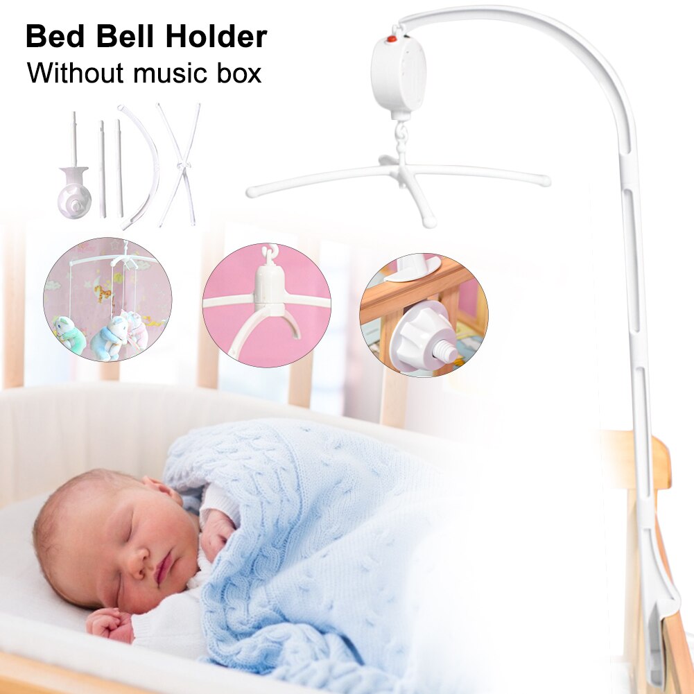 Witte Baby Wieg Mobiele Bed Bel Speelgoed Houder Arm Beugel + Wind-Up Music Box