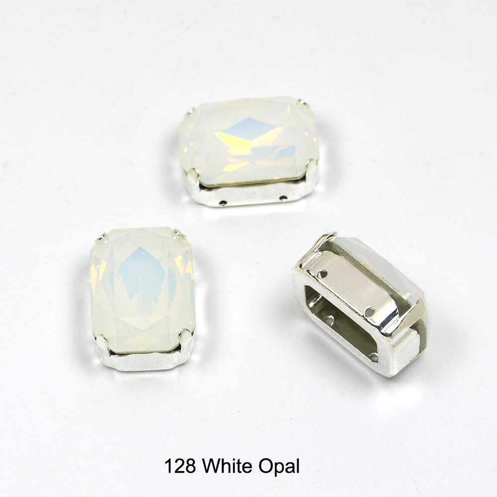 13*18mm 30 rechthoekige kristal naai-op losse platte strass steentjes met klauw naai-strass steentjes voor handwerkkleding: 128