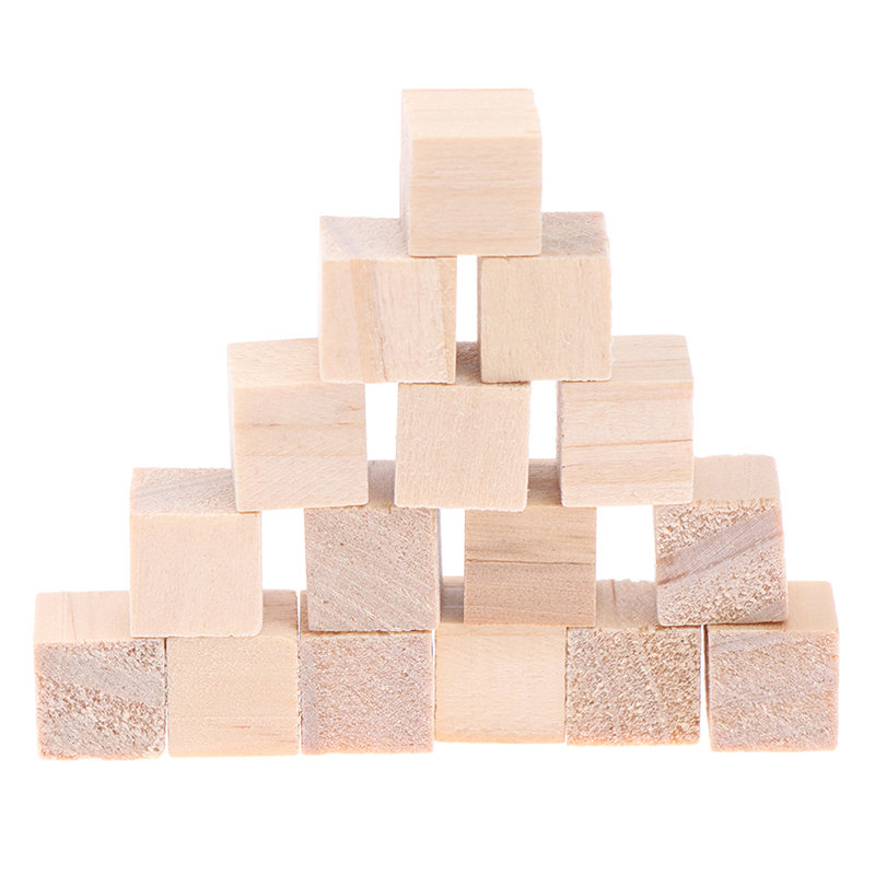100 Stück unvollendete leere Mini-DIY-Holzquadratblöcke, 1 cm, solide Würfel aus Holz für Holzarbeiten, Basteln, Kinderspielzeug, Puzzle-Herstellungsmaterial