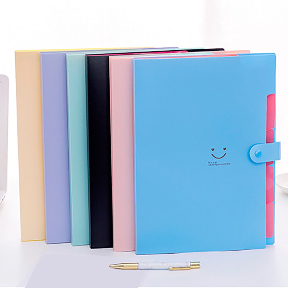 A4 File Storage Bag Multi-layer Papers Accordion Pocket Buckle Storage 5 Into Folder Holder Organizer Office Stationary