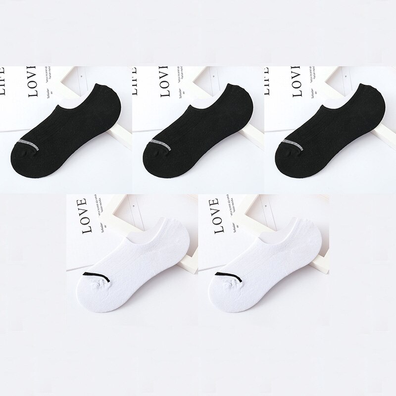 Calcetines náuticos Unisex para hombre y mujer, calcetín Invisible antideslizante de silicona, corte bajo, para primavera, verano y otoño, 5 pares, Size35-42: S multi color