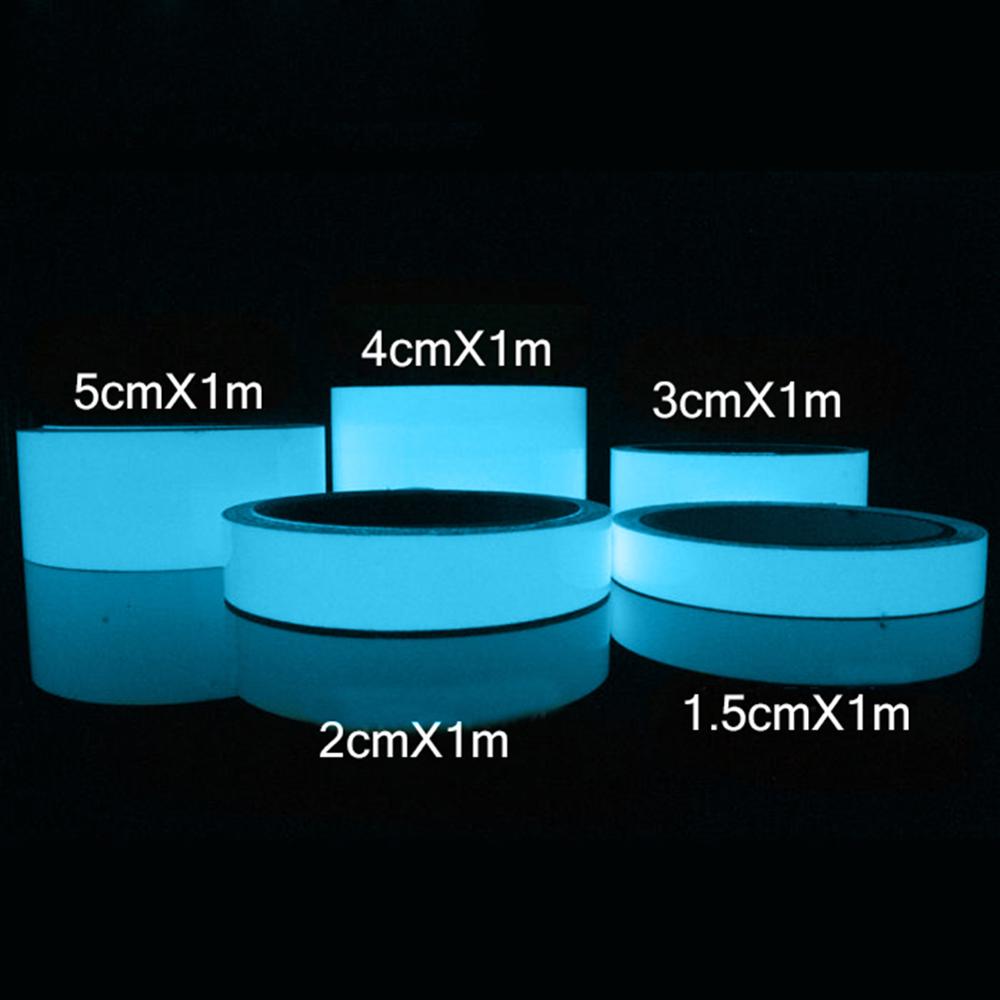 Ruban adhésif Fluorescent lumineux, 1.5cm x 1m, avertissement, brille dans la nuit, décoration de sécurité pour la maison: Blue