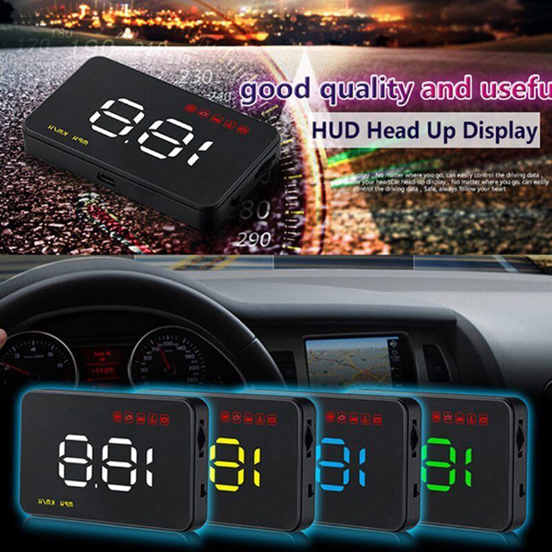 1einstellen Auto Hud Kopf hoch Anzeige Universal--Tachometer Über-geschwindigkeit Alarm Digitale Auto-Styling Auto Tacho Windschutzscheibe schwarz