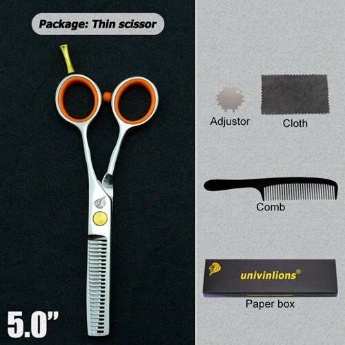 Ciseaux de coiffure japonais professionnels, 4.5/5.0/5.5/6.0 pouces, rasoir, barbier, ciseaux amincissants, tijeras: 5.0 inch-thinning