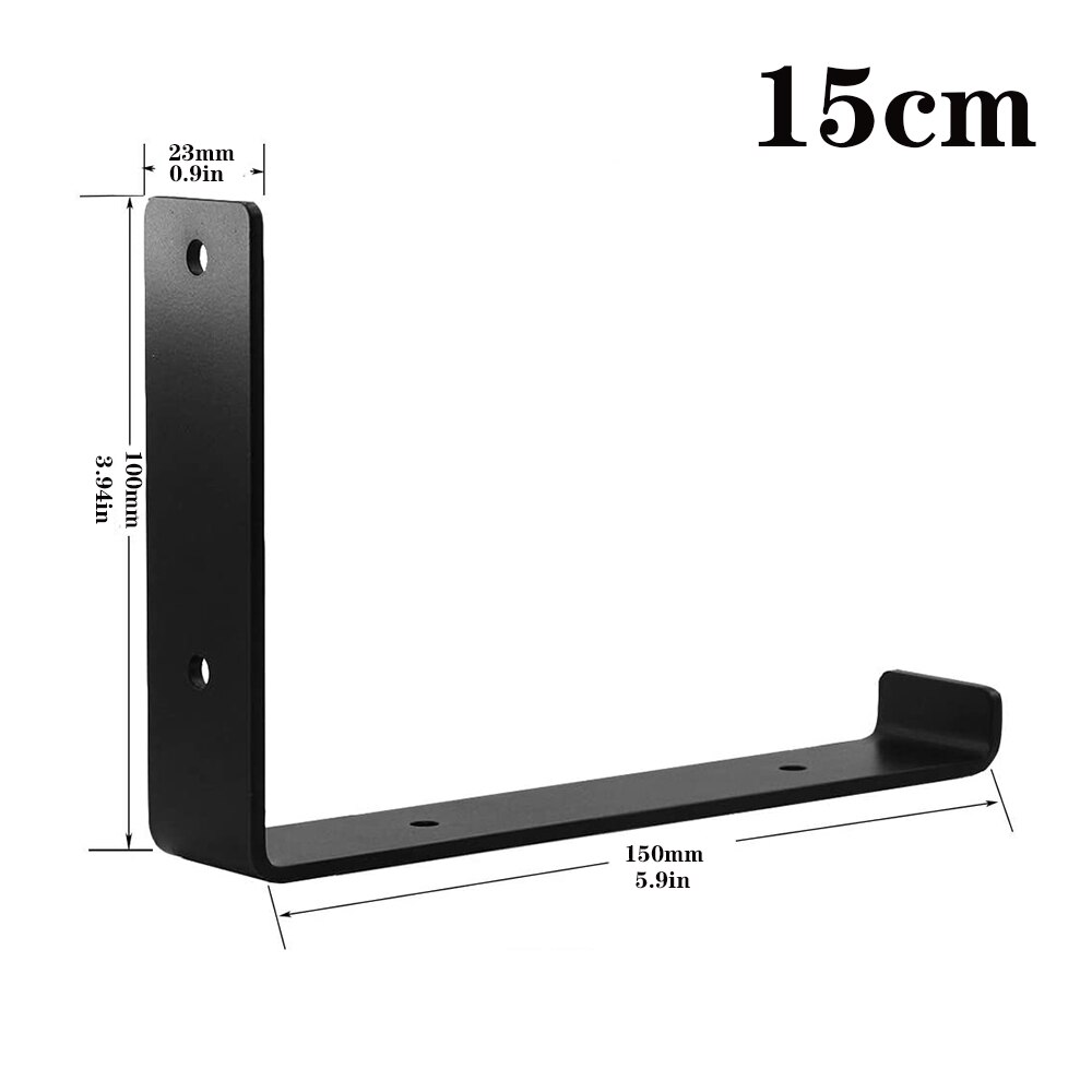 1Pair(2 PCS) Black Wall Mounted Shelf Bracket Brackets Support With Screws L shape，for DIY Open Shelving Hardware Included: 15cm