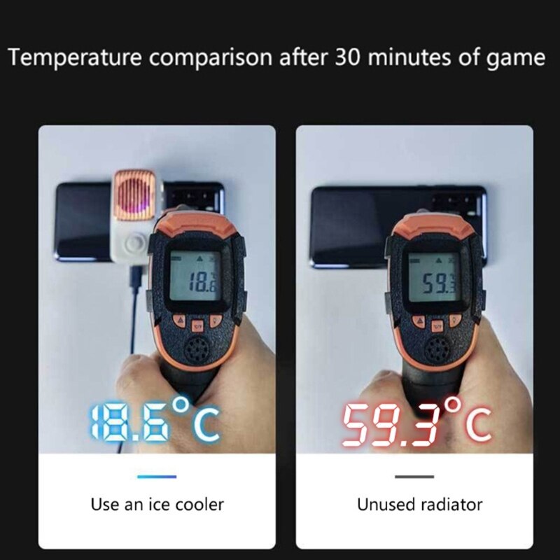 Type C Smartphone Cooler - Rechargeable, 3-Speed Fan, LED Light - Universal Fit