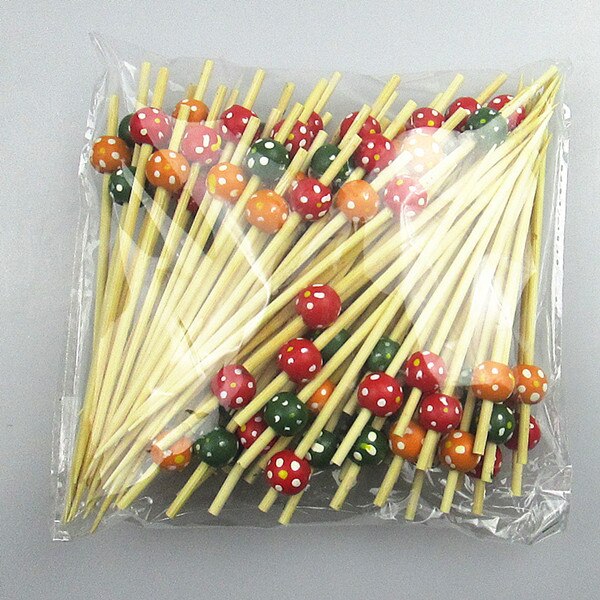 XUNZHE 12Cm Disposable bamboo / color acrylic Cocktail Drink Stirring Sticks Food Dessert Picks Fruit Fork postre accessories: 16