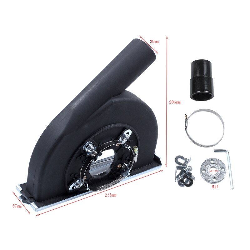 Universal Angle Grinder Dust Shroud - Fits 4" & 5" Grinders, Removable Front For Close Grinding, Silver