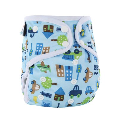 PORORO all in one baby cloth diaper with bamboo inserts, waterproof PUL AIO size adjustable nappies with white color binding: X23