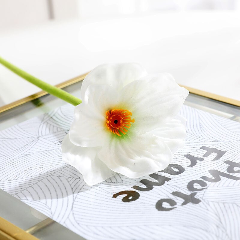 34cm violet faux coquelicot vraie touche fleur branche PU artificielle fleur Bouquet fausse plante pour bureau à domicile carnaval fête décor: White
