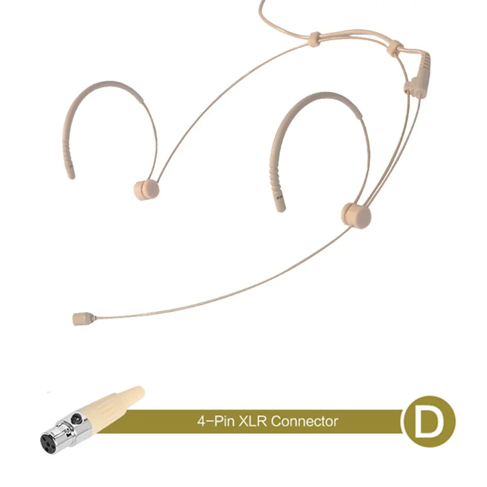 Beige Double Earhook Headset Mic 3.5mm 3 Pin 4 Pin XLR Plug Headworn Microphone Portable Audio & Video: Orange