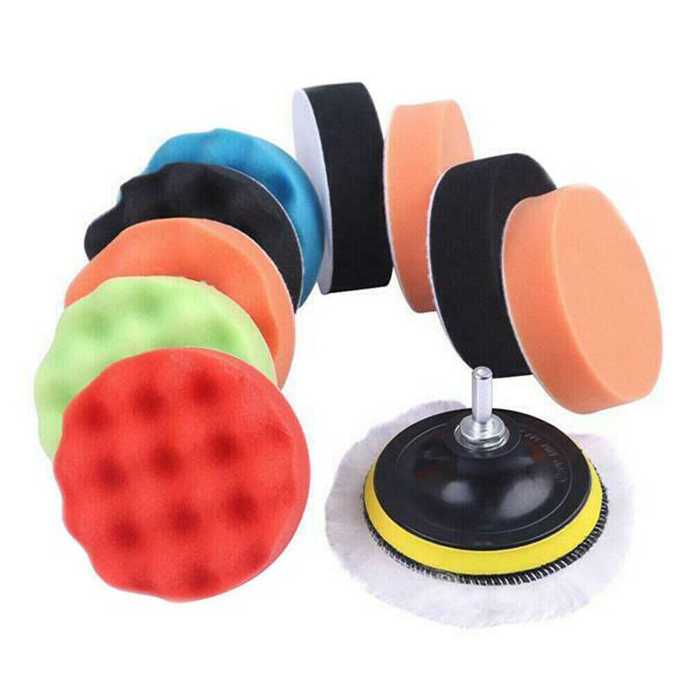 12Pcs 3 ''Auto Polish Foam Sponge Boor Polijsten Pad Kit Met M10 Boor Adapter Voor Polijstmachine Auto polijstmachine