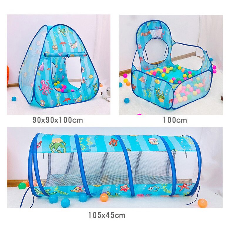 Túnel de tienda de juguete 3 en 1 para niños, casa de juegos impermeable para bebés, túnel, PISCINA DE BOLAS de tres piezas