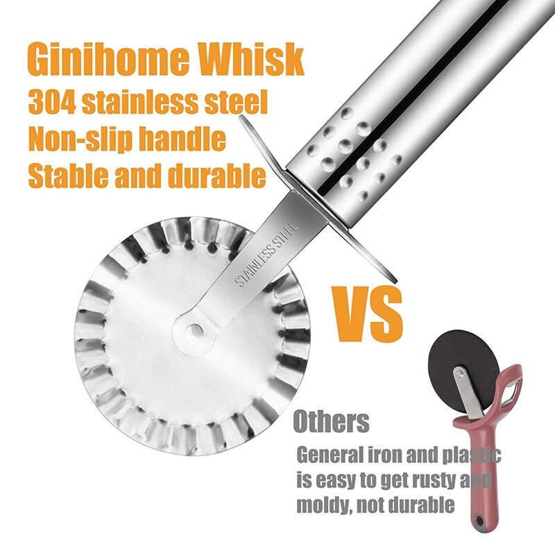 Pizza Cutter, Stainless Steel Pizza Cutter Wheel & 10 Inch Pizza Peel Round Pizza Paddle, Large Pizza Spatula