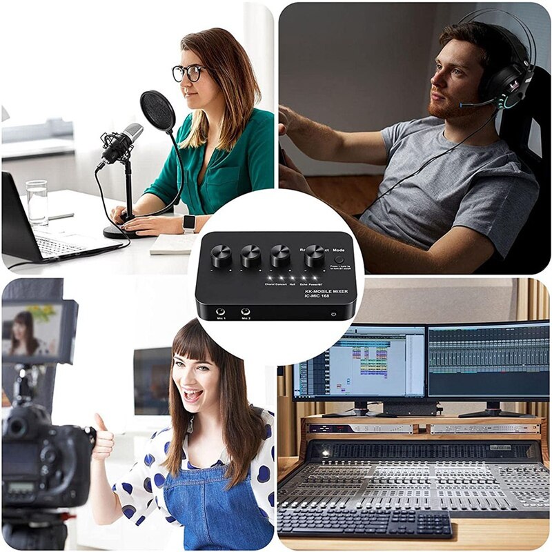Karaoke Microphone Mixer,Portable Singing Recorder With UHF Wireless Mic,For PC,DVD Player,For Conference,KTV,Party,Etc