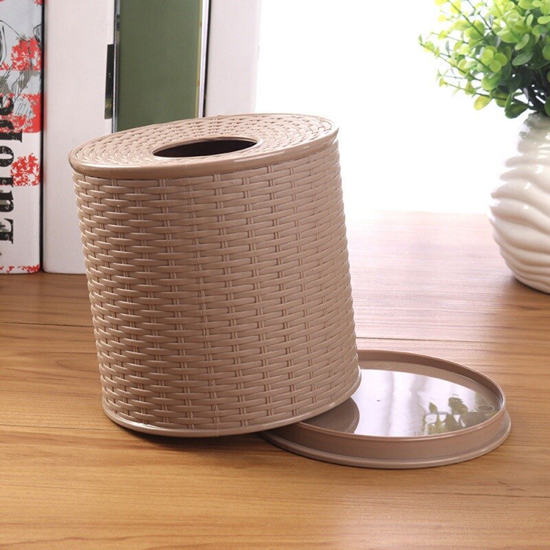 Plastic Tissue Box Holder Kitchen Living Room Simulation Rattan Tissue Storage Box Toilet Bathroom Roll Paper Rack Container #