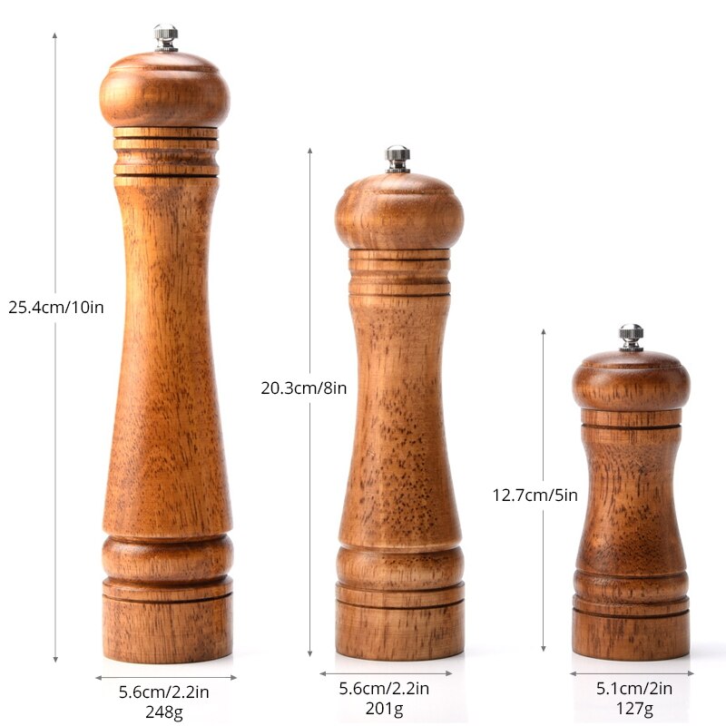 Molinillos de sal y pimienta de madera konco, molinillos manuales de sal marina, hierbas y pimienta con molienda de cerámica, utensilios de cocina para especias y hierbas.