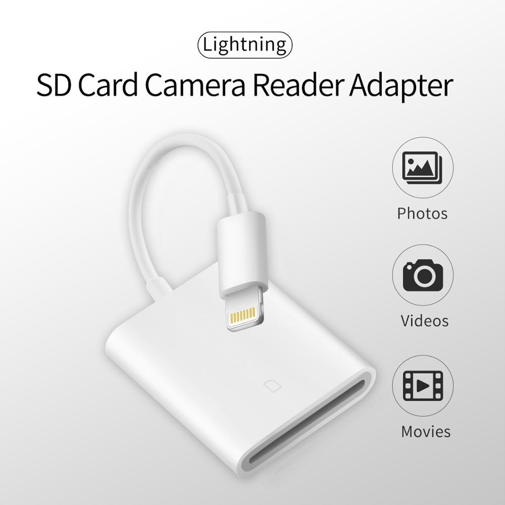 SD Card Reader OTG Adapter Cable For iPhone 6 7 8 X Plus iPad iOS 9 To 12 Picture Import From Camera Male To Female Fit TF Card