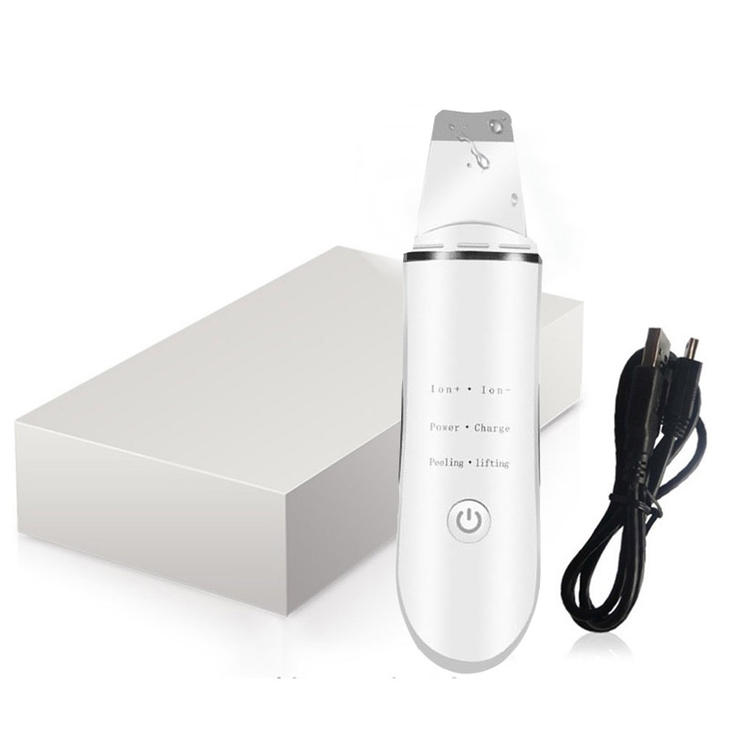 Ultrasonic Ion Skin Scrubber Skin Deep Clean Exfoliating Peeling Blackhead Removal Face Pore Cleaner Skin Care Tool: White With Box