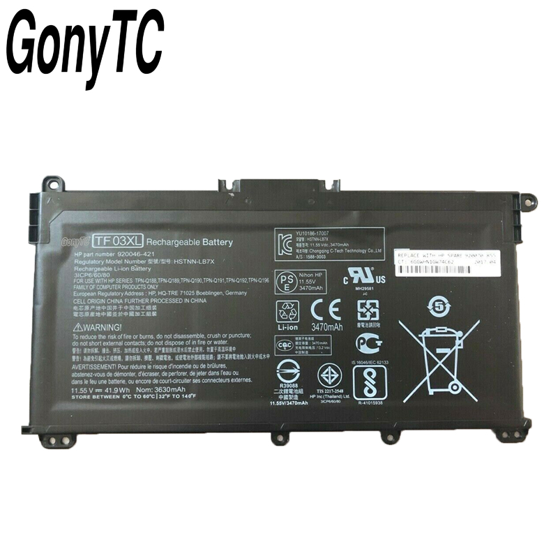 Original TF03XL Laptop battery For HP 14-bf 15-CC TPN-C131 HSTNN-LB7X HSTNN-LB7J HSTNN-UB7J HSTNN-IB7Y 920070-855 920046-421