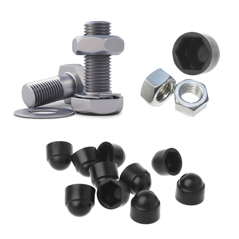10 stk.  m6 m8 m10 m12 bolt møtrik dome beskyttelseshætte dækker eksponeret sekskantet plast