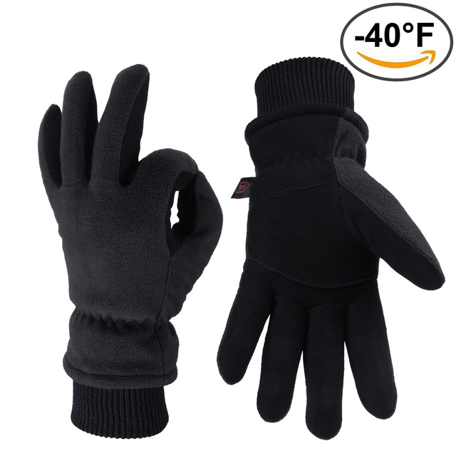 Winter Handschuhe Hirschleder Leder Wasser-Beständig Winddicht Isolierte Arbeit Handschuh für Driving Radfahren Wandern Schnee Skifahren 8008: Black / M