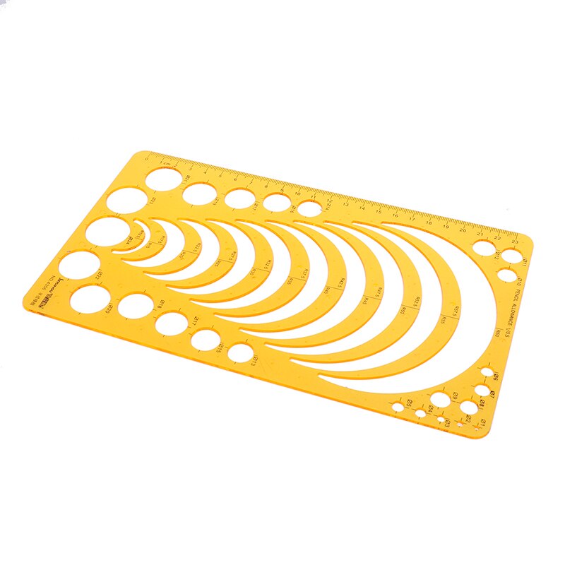 1 Pc Yellow Resin Template Ruler Stencil Measuring Tool For Drawing Many Size Round Circle Office And School Supply