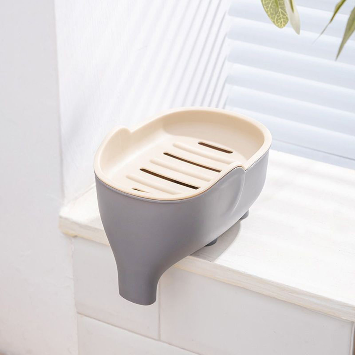 Soap Box Double Layer Cute Elephant Bathroom Accessories Home Decorative Children Students Waterproof Drain Rack: Light Grey