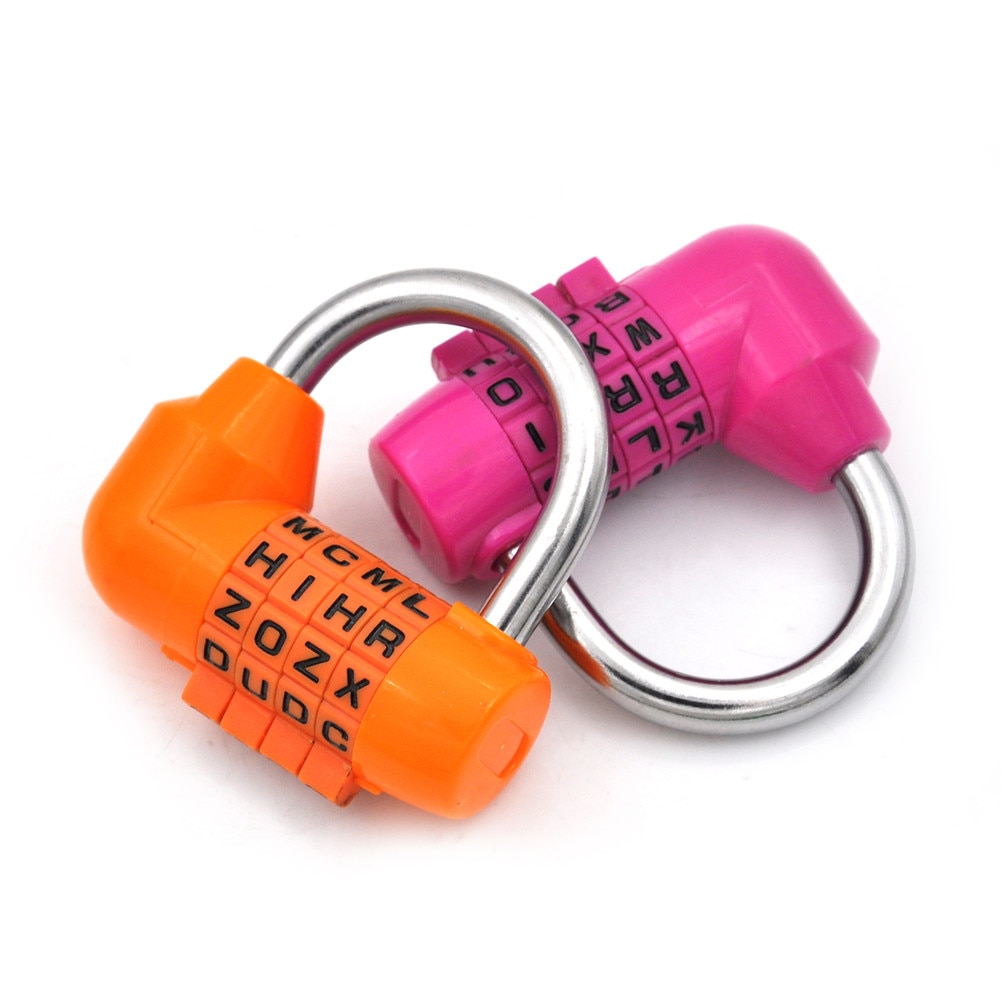 Candado de código de seguridad para viaje, combinación de letras de 4 dígitos colorido con candado, contraseña diaria, 1 ud.