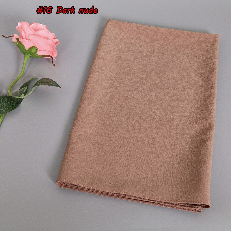 Muslimska kvinnor tjejer hijab bubbla tjock chiffong hijab sjalar wrap muslim tung bubbel chiffong enkla halsdukar/scarf 180*75cm: Mörk naken