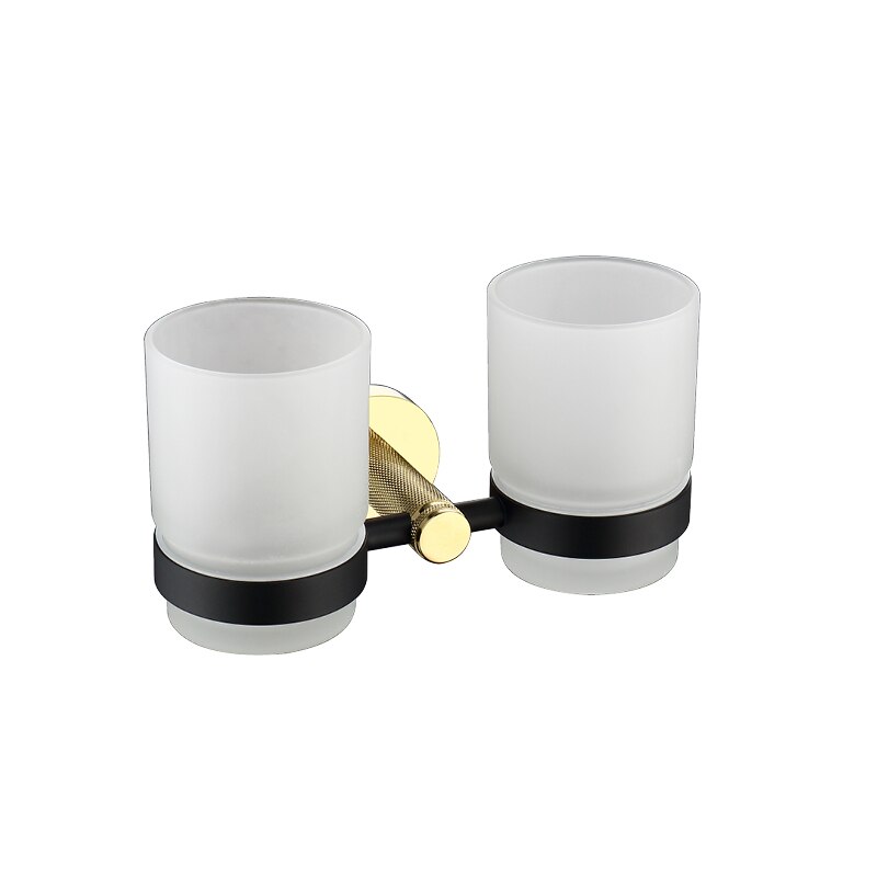 Solid messing håndklæde håndklædeholder hylde væg toiletbørsteholder sæbedispenser knagerækker sort guld badeværelsestilbehør sæt: E806