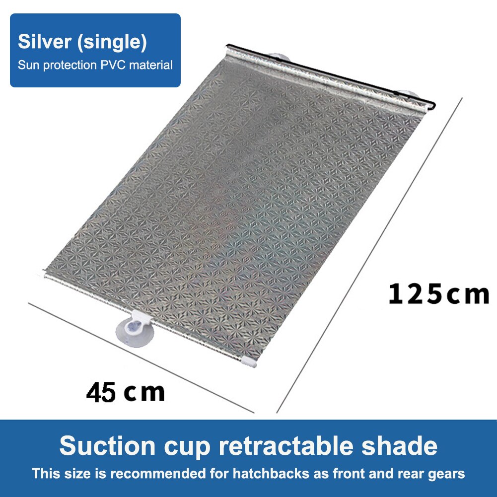 Rideau pare-soleil rétractable pare-soleil réglable bloc de protection contre la chaleur et 99% rayons UV pare-soleil avec ventouse: Silver 2