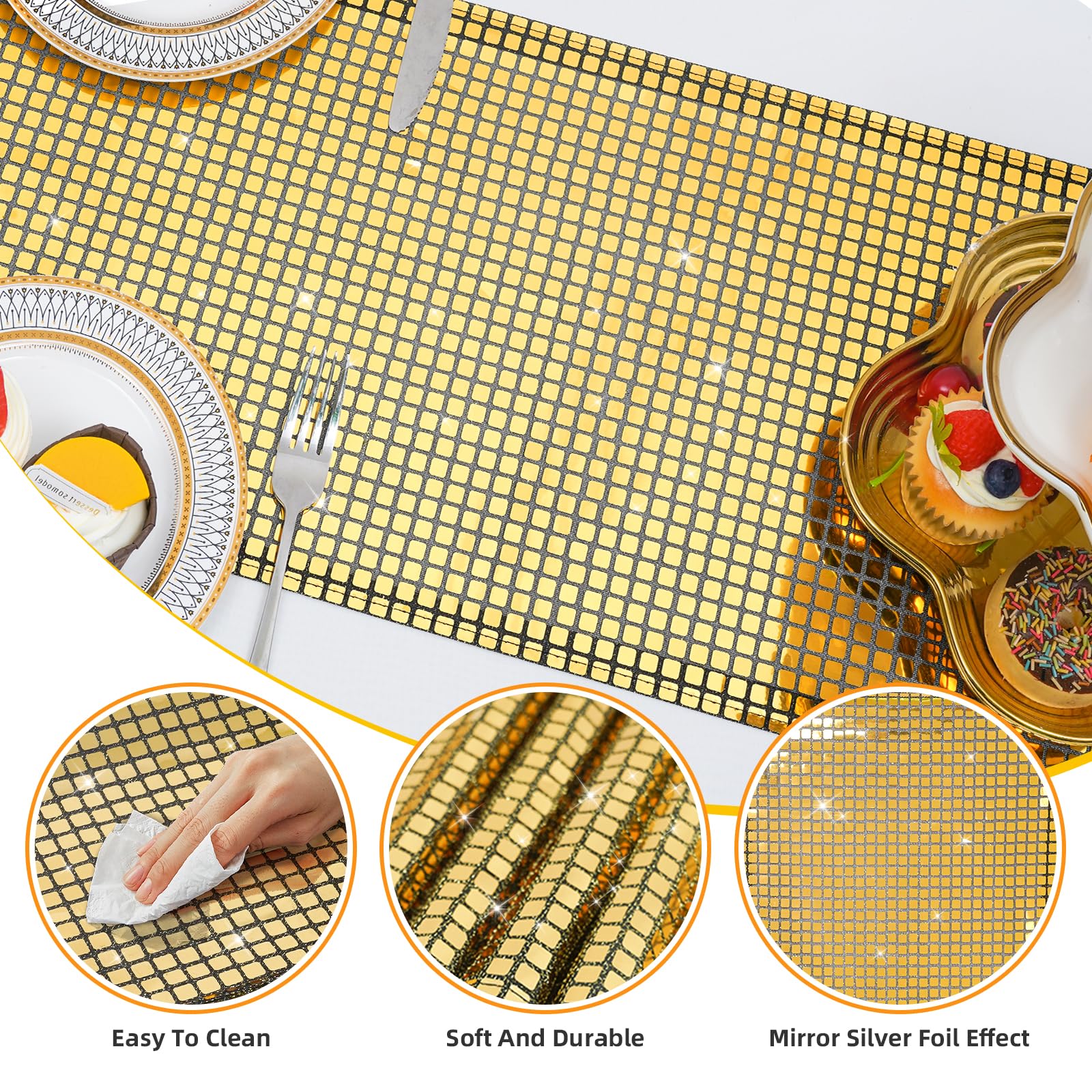 Glitter disco party bordlöpare spegellöpare retro tema discokula borddekoration födelsedag möhippa dans festtillbehör