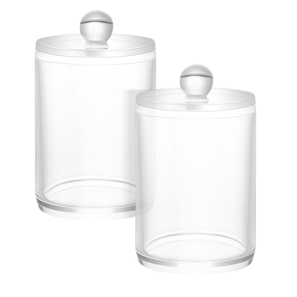 Transparent Cotton and Swab Dispenser Acrylic Round Container Cotton Pads Holder Swab Jar Makeup Organizer: PIC.1