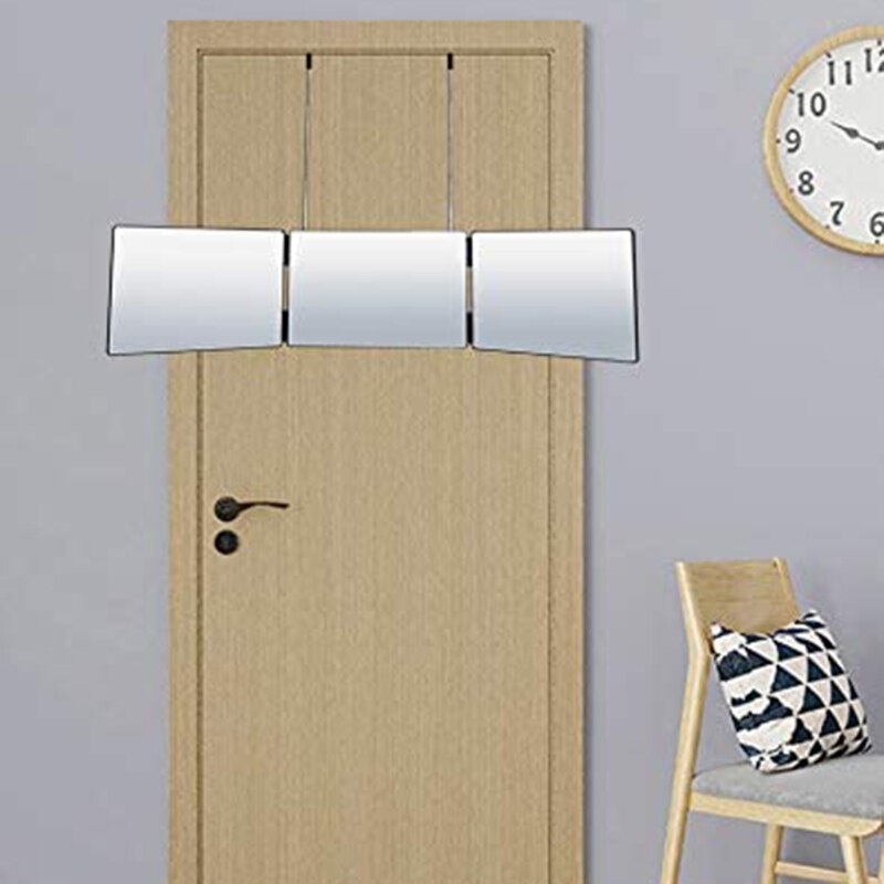 Trifold Hair Cutting Mirror Self Styling Mirrors with Adjustable Height Hook