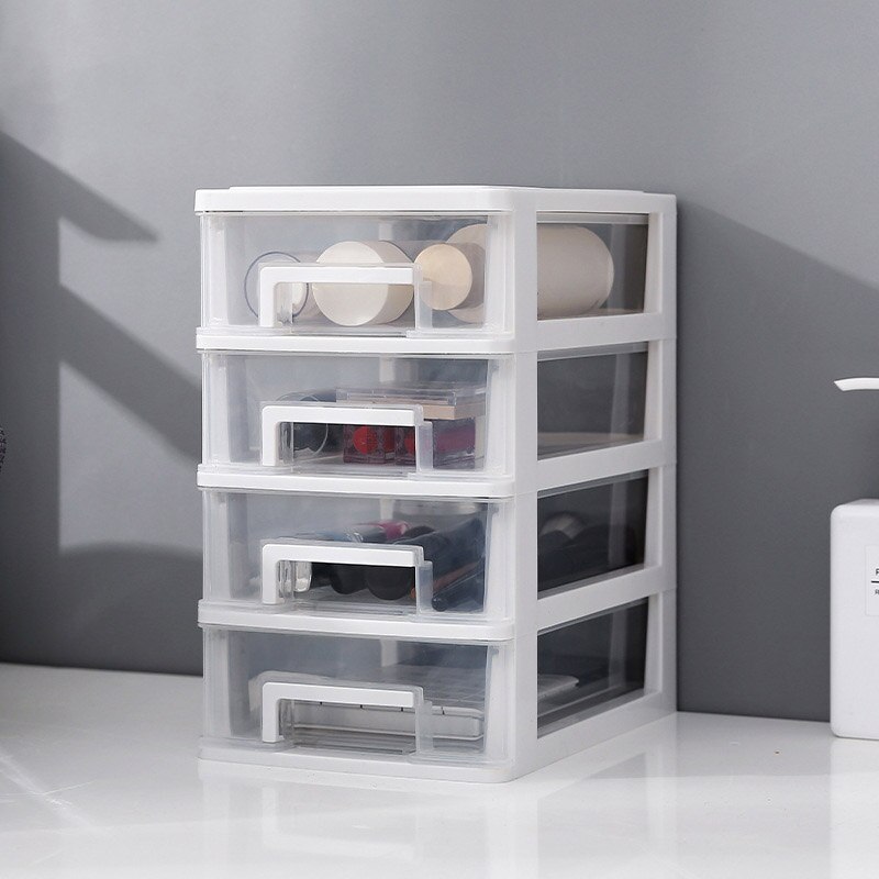 Plastic Desktop Drawer Transparent Sundries Small Objects Storage Case Organizer 3/4 Layers for Home Office Use EL