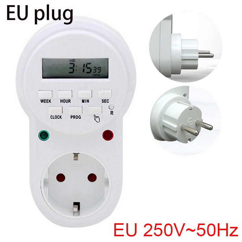 Smart timing socket EU US UK Plug Timer Switch Socket Digital LCD Power Timer Energy-saving Programmable Time Switch Relay: EU plug