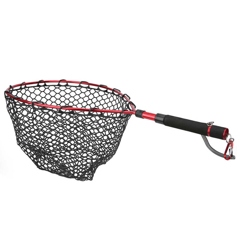 Visnet Uitschuifbare Positionering Visnet Aluminium Opvouwbare Dip Net Vissen Hand Netto Pocket Vissen Accessoire: Rood